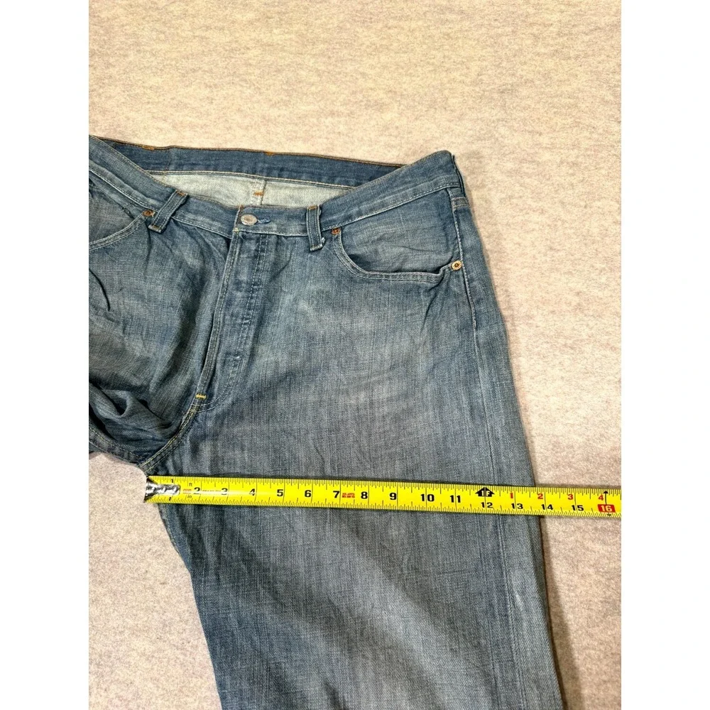 Levis 501 Straight Jeans Men 36x34 Blue Denim‎ Cotton Logo Button Fly Streetwear